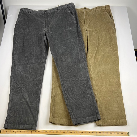 L.L. Bean Other - LL Bean Comfort Waist Corduroy Pants 42x32 Gray Tan Stretch Chino Trouser Bundle